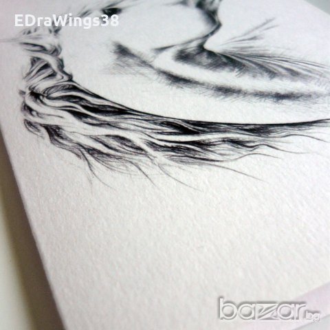 Картичка "Кон II" /отпечатана от моя оригинална графика/, снимка 3 - Други - 19677536