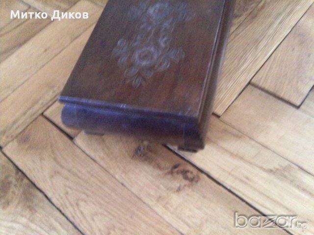 Кутия за бижута стара дървена пирографирана, снимка 3 - Декорация за дома - 18991129