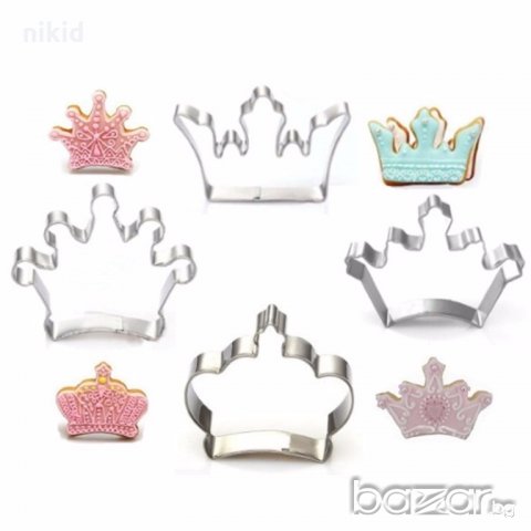 сет 4 Корони корона различни резец метални резци форми  за декорация бисквитки и фондан тесто украса