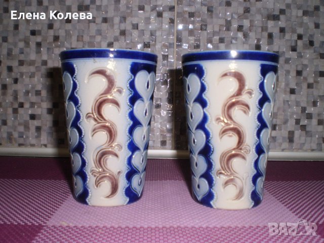 Керамични чаши и декоративен поднос, снимка 1 - Чаши - 23286344