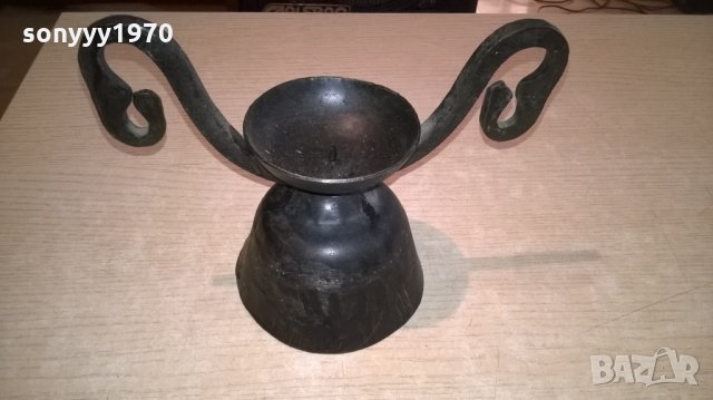 метален свещник-ковано желязо-21х16х12см, снимка 4 - Колекции - 22762497
