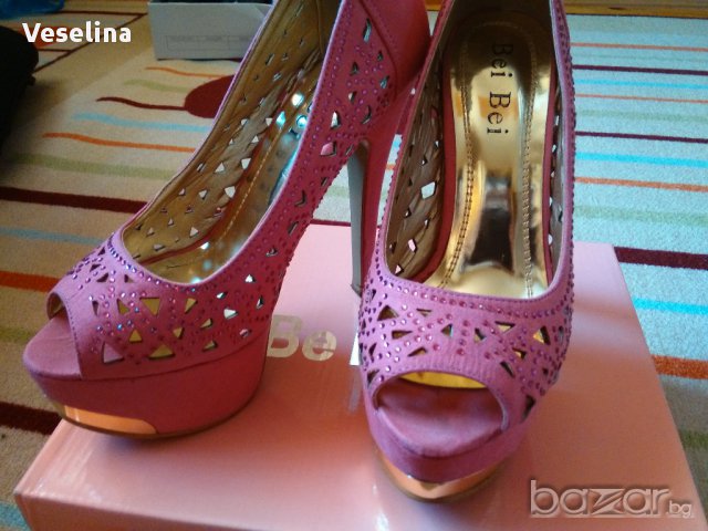 Обувки на висок ток- розови, снимка 5 - Дамски обувки на ток - 15000808