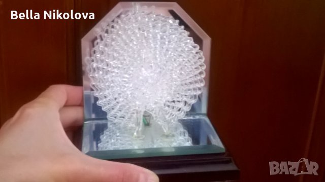 стъклен светещ паун, снимка 7 - Декорация за дома - 22843237