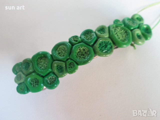 Шнола за коса зелена-hand made , снимка 3 - Аксесоари за коса - 23298553