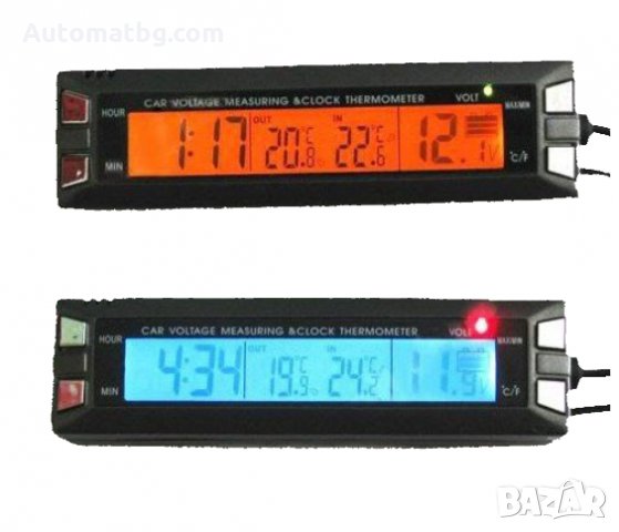 Термометър за кола+часовник и волтметър, снимка 2 - Аксесоари и консумативи - 23990275