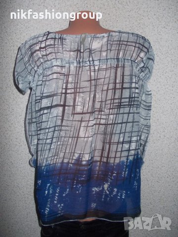 Потник в синьо и сиво шифон, L размер, снимка 3 - Потници - 25256502