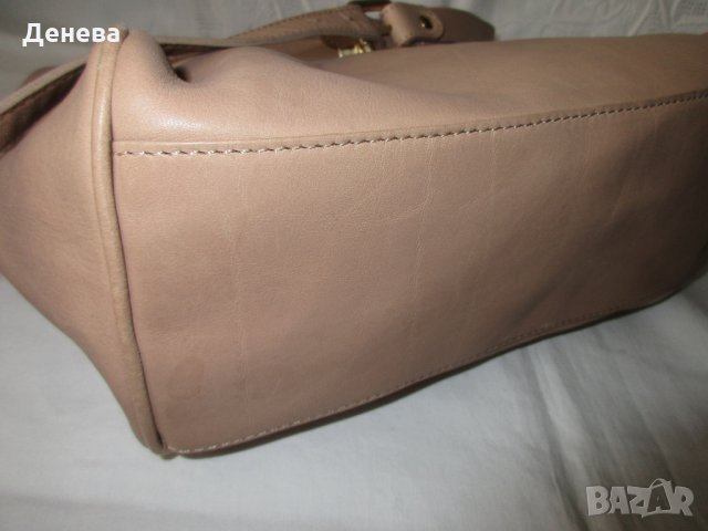 ZARA естествена кожа дамска чанта в цвят пудра, снимка 2 - Чанти - 25661019