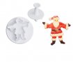 2 бр Дядо Коледа пластмасови резци резец форма с бутало и релеф за украса сладки бисквитки фондан