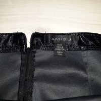 Черна кожено - лачена лъскава къса пола марка Amisu, снимка 2 - Поли - 24539754
