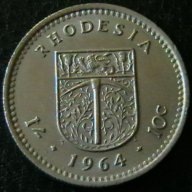 1 шилинг/10 цента 1964, Родезия, снимка 1 - Нумизматика и бонистика - 16288482