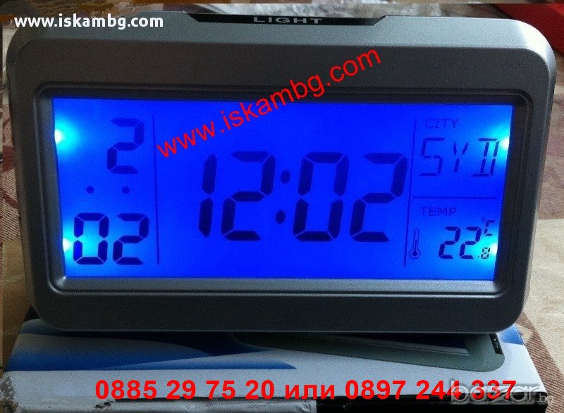 Настолен часовник с термометър+календар и гласов контрол, снимка 1