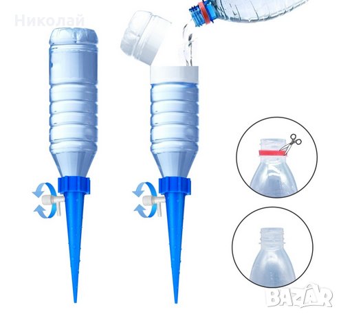 Капково напояване саксия домашни условия шише бутилка комплект 6 бр. автоматично напояване саксии, снимка 3 - Напояване - 25620132