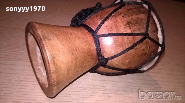 Тарамбука-12х9см-дърво и кожа-внос швеицария, снимка 7 - Антикварни и старинни предмети - 17785531