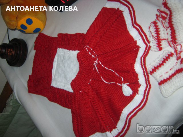 детски комплект в червено и бяло, снимка 1 - Комплекти за бебе - 8500243
