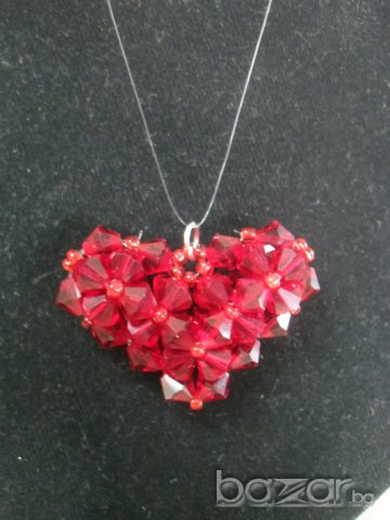 Сърце с кристали Сваровски 002, снимка 4 - Колиета, медальони, синджири - 7419570
