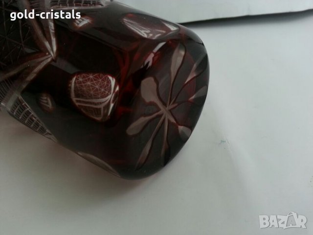 Кристална гарафа и чаши  червен кристал, снимка 7 - Антикварни и старинни предмети - 25547577