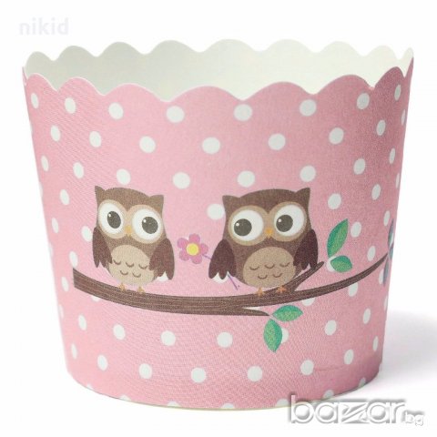 10 бр розови бухал Картонени хартиени кошнички КапкейК капсули поставки чашки за мъфини кексчета чрд