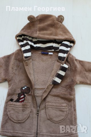 Кафяв суичър с качулка/74-80, снимка 2 - Бебешки якета и елеци - 25564447