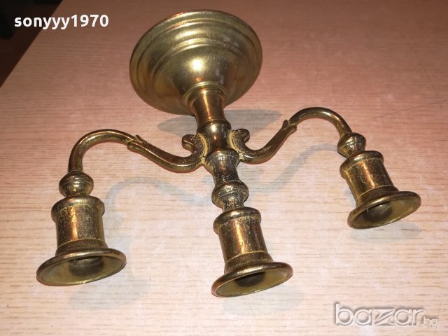 старинен свещник-антика-24х18х11см-внос швеицария, снимка 5 - Антикварни и старинни предмети - 20247202