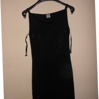 Дълга черна рокля с цепка и лъскави елементи , снимка 4 - Рокли - 21207076