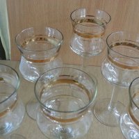Стъклени чаши с златен кант, снимка 7 - Антикварни и старинни предмети - 25547637