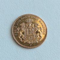 Златна Монета Deutsches Reich 1877 5 Mark Freie und Hansestadt Hamburg  , снимка 6 - Нумизматика и бонистика - 19510382