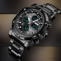 Мъжки водоустойчив часовник с черна верижка
