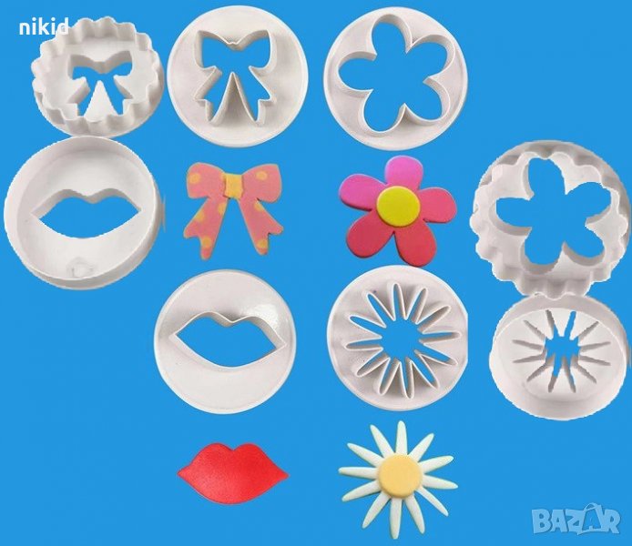 4 бр Цветя Устни уста Панделка пластмасови резци форми тесто фондан бисквитки сладки резец форма, снимка 1
