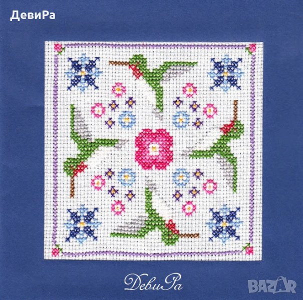 Картичка с бродерия ,,Танц на колибри", снимка 1