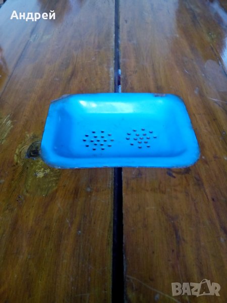 Стара емайлирана сапунерка, снимка 1