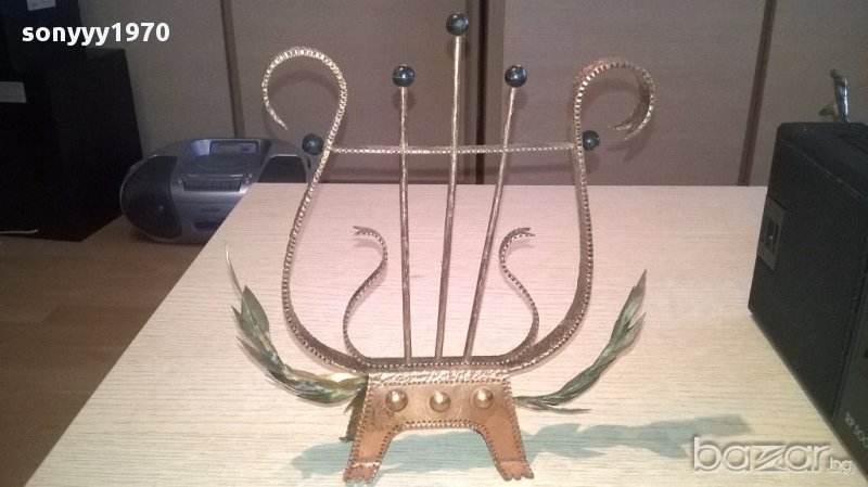 Арфа-кован метал-цвят злато-21х21х6см-внос швеицария, снимка 1