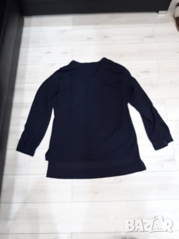 Дамска тъмносиня ефирна риза с дълъг ръкав марка Zara, снимка 3 - Ризи - 24540141