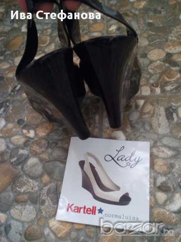 Черни силиконови обувки на платформа италиански  Kartell, снимка 5 - Сандали - 18005255