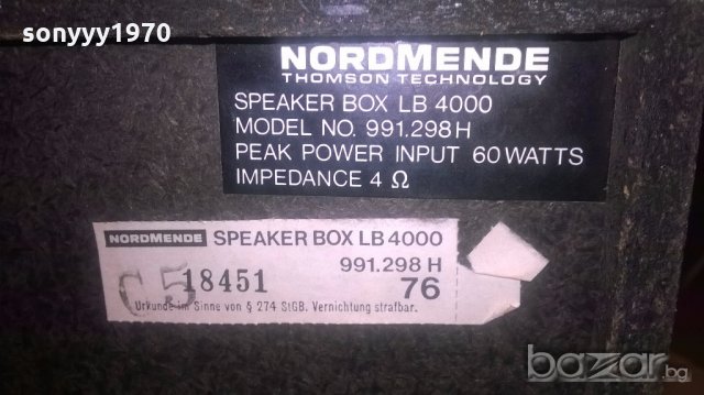 nordmende lb4000-2 way-4ohms/60watts-внос франция, снимка 16 - Тонколони - 18818758