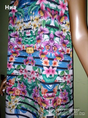 Пъстроцветна туника(рокля) за едра дама с интересен гръб-, снимка 3 - Рокли - 21363632