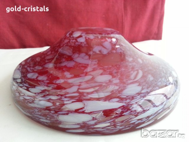 Кристална червена купа, снимка 4 - Антикварни и старинни предмети - 20026744