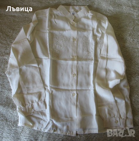 Нова блуза естествена коприна с бяла българска бродерия, снимка 2 - Ризи - 23757232