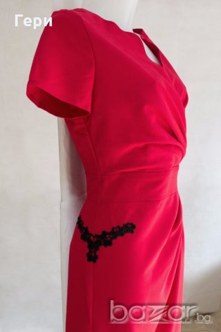 Червена рокля с къси ръкави марка KarteS - M, снимка 4 - Рокли - 18336322