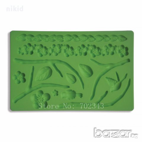 дърво клони с листа и цветчета птичка огромен силиконов молд форма украса декор торта  фондан, снимка 2 - Форми - 15175795