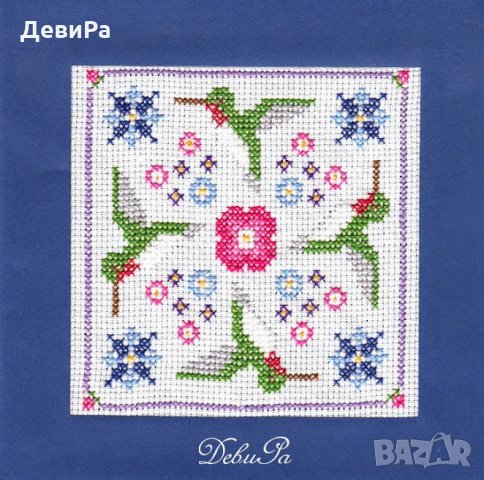 Картичка с бродерия ,,Танц на колибри", снимка 1