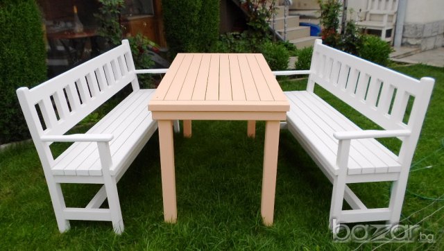 Градински дървени маси и пейки, снимка 2 - Градински мебели, декорация  - 17643457