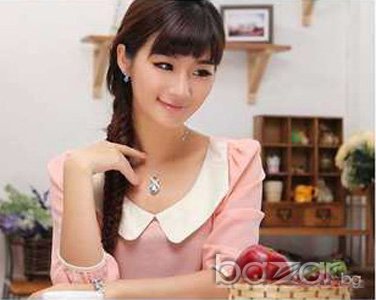 Колие позлатено с 18к злато с Сваровски кристали и Цирконий -№31, снимка 8 - Колиета, медальони, синджири - 6760004