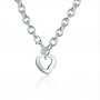 Посребрено бижу двойно сърце с дебела верига огърлица, колие, снимка 7