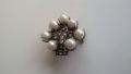 Старинна брошка накит перли диаманти сребро - изключителна, снимка 2