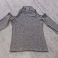 Дамска блуза, сива, с голи рамене, изключително мека материя, снимка 3 - Блузи с дълъг ръкав и пуловери - 18483154