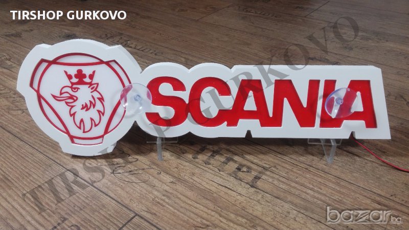 Светеща 3D табела SCANIA с лого червена, снимка 1