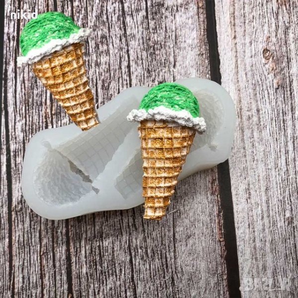 2 фунийки фуния фунийка Сладолед  силиконов молд форма декор торта сладки фондан и др. украса, снимка 1