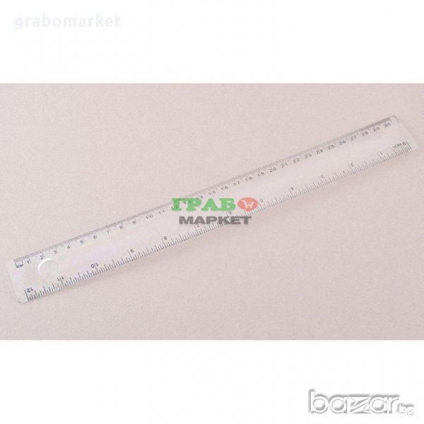 Прозрачна линия с лупа, оразмерена в инчове и сантиметри. Изработена от PVC материал. , снимка 1