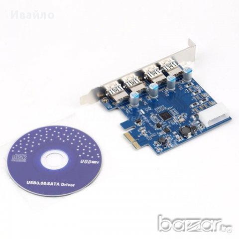 4 Usb 3.0 Hub to Pci-e Pci Express Card хъб, адаптер, разклонител, карта за компютър