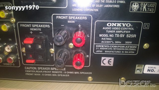 onkyo tx-sv 525r audio video control tuner amplifier-300watts-внос швеицария, снимка 8 - Ресийвъри, усилватели, смесителни пултове - 8949386